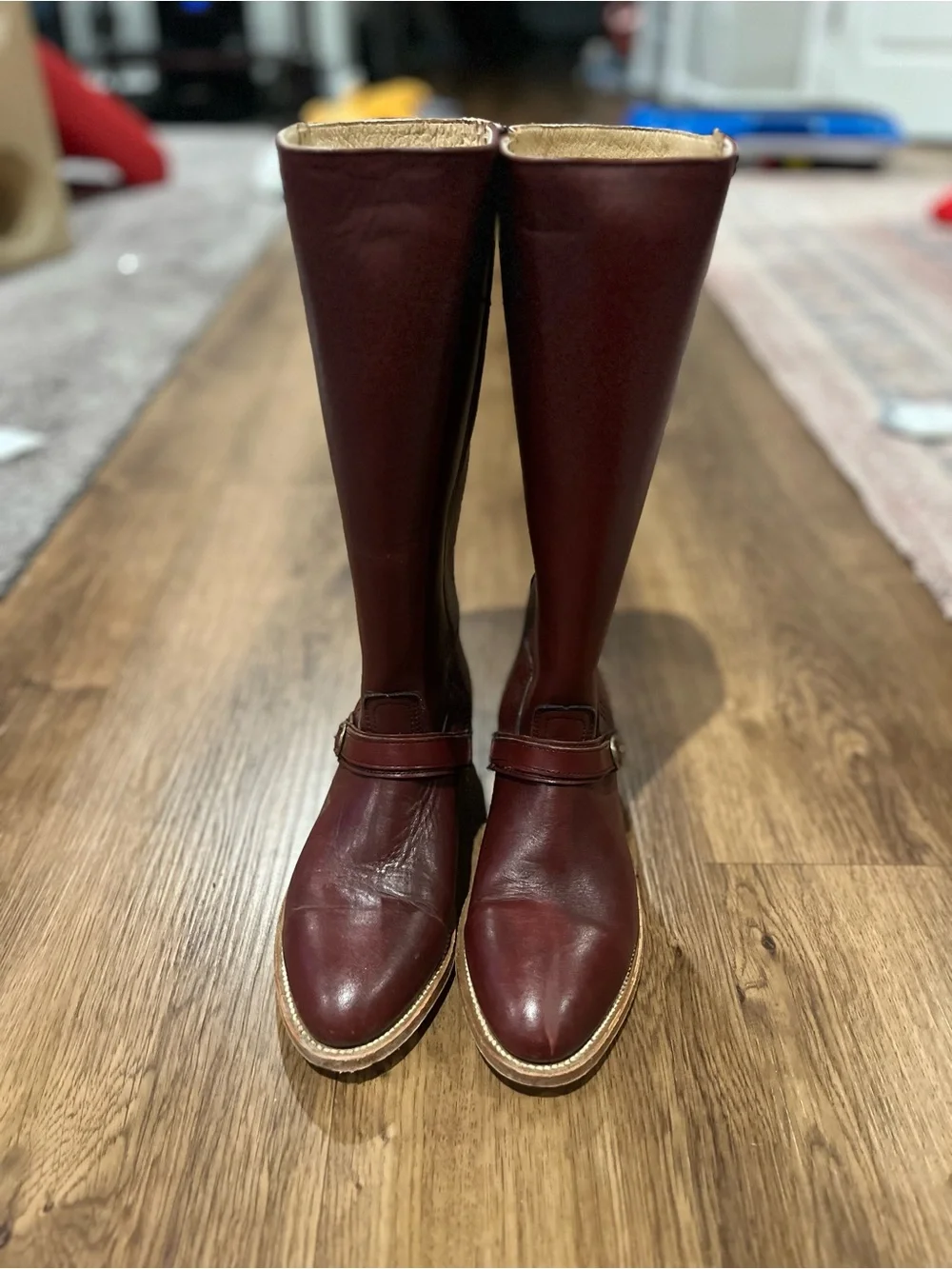 Frye Tall Leather Riding Boots in Burgundy 6.5